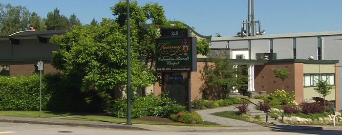 Flower delivery to Kearney's Funeral Service, Columbia Bowell Chapel in New Westminster BC